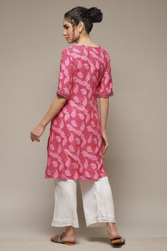 Pink LIVA Straight Kurta image number 4